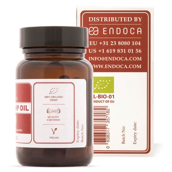 a box of Endoca CBD Capsules 3% (30 pcs) next to another box of Endoca CBD Capsules 3% (30 pcs).
