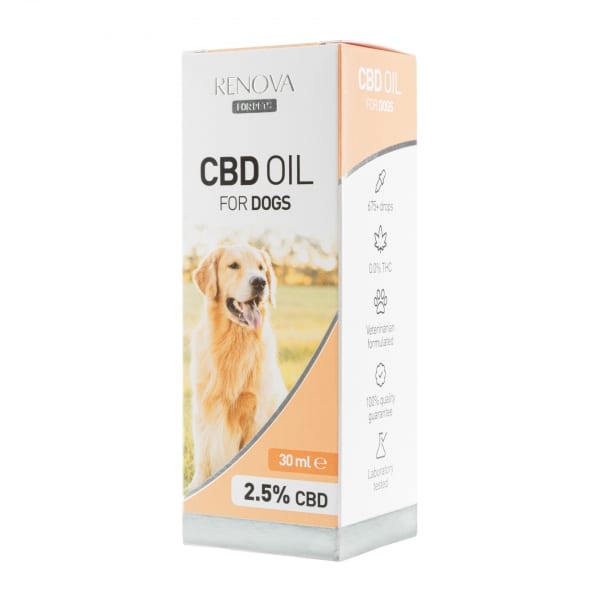 A Renova - CBD oil 2,5% for dogs (30ml) box.