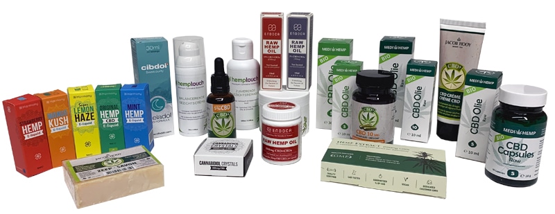 a group of different types of cbd products.